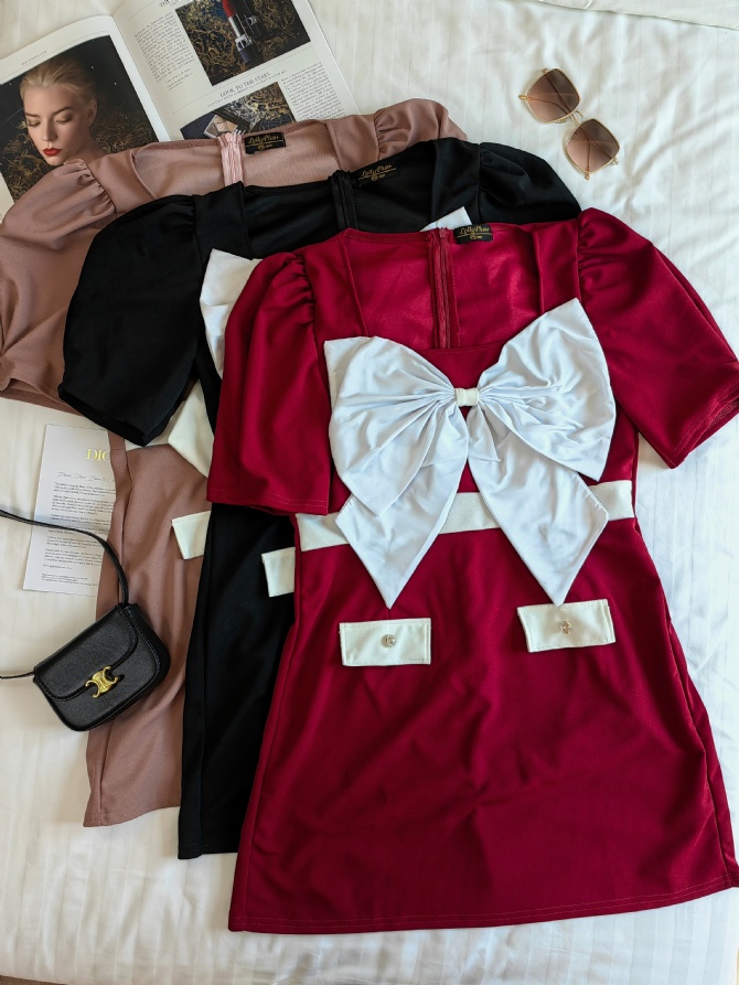 G722 微胖＆大码穿搭L-2XL｜甜美蝴蝶结连衣裙🎀红色超好看‼️