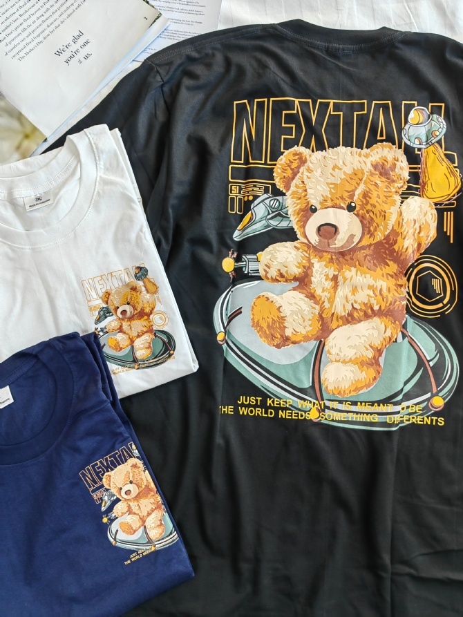 G832 小码＆大码 S-3XL 太空小熊 纯棉T Shirt