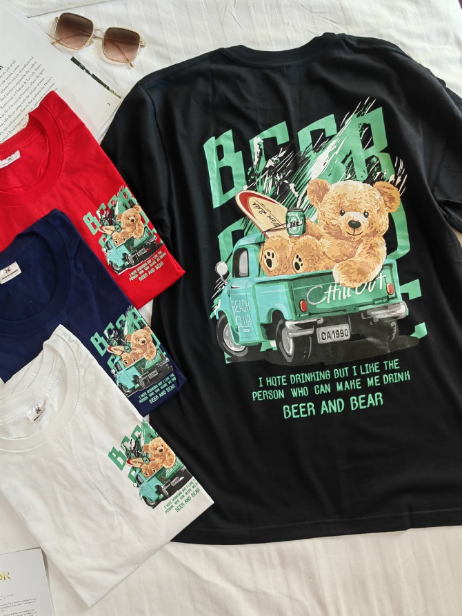 G833 小码＆大码 S-3XL 啤酒小熊 Beer ＆ Bear 纯棉T Shirt
